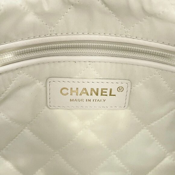 CHANEL CHANEL22 ChainShoulder Bag Punching Size Small Shiny Calf Leather Whi - Picture 11 of 13